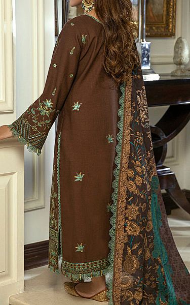 Asim Jofa Brown Khaddar Suit | Pakistani Winter Dresses- Image 2