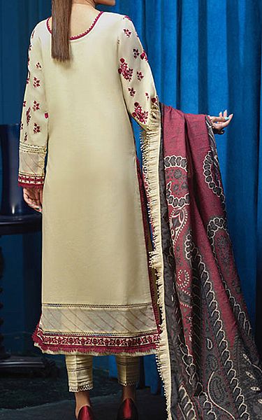 Asim Jofa Off-white Karandi Suit | Pakistani Winter Dresses- Image 2