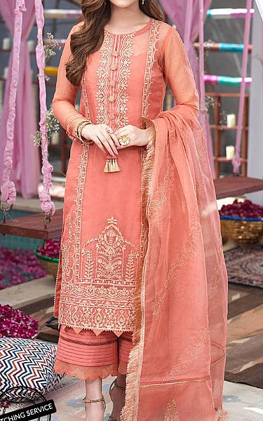 Asim Jofa Coral Organza Suit | Pakistani Dresses in USA- Image 1