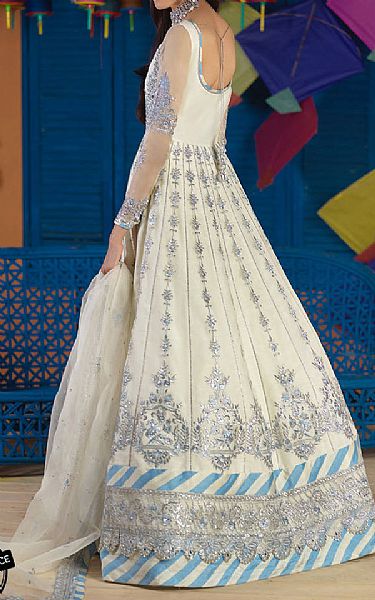 Off-white Organza Suit | Asim Jofa Pakistani Chiffon Dresses