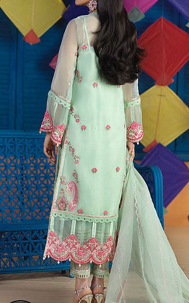 Mint Green Organza Suit | Asim Jofa Pakistani Chiffon Dresses