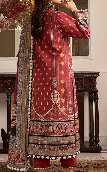 Asim Jofa Wine Red Khaddar Suit | Pakistani Winter Dresses- Image 2