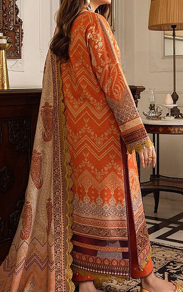 Asim Jofa Bright Orange Khaddar Suit | Pakistani Winter Dresses- Image 2