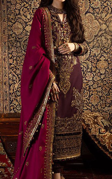 Asim Jofa English Walnut Slub Suit | Pakistani Winter Dresses- Image 1