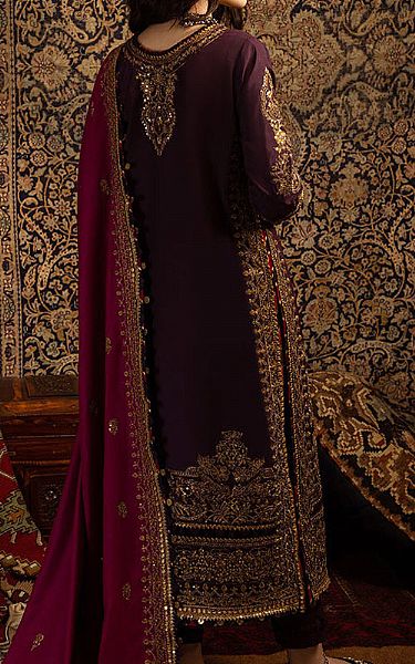 Asim Jofa English Walnut Slub Suit | Pakistani Winter Dresses- Image 2