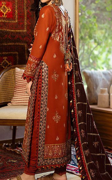 Asim Jofa Safety Orange Twill Suit | Pakistani Winter Dresses- Image 2