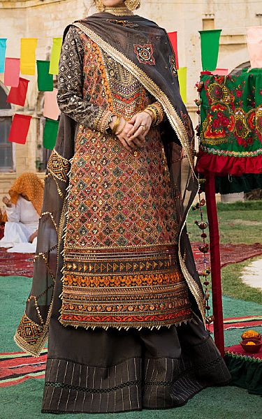 Asim Jofa Dark Grey Lawn Suit | Pakistani Lawn Suits- Image 1