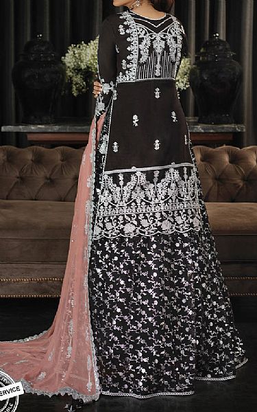 Asim Jofa Black Silk Suit | Pakistani Embroidered Chiffon Dresses USA- Image 2