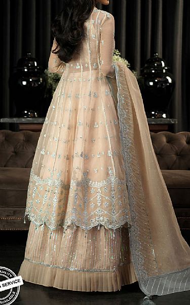 Asim Jofa Ivory Organza Suit | Pakistani Embroidered Chiffon Dresses- Image 2