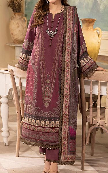 Asim Jofa Wine Cambric Suit | Pakistani Winter Dresses- Image 1