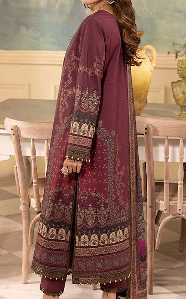 Asim Jofa Wine Cambric Suit | Pakistani Winter Dresses- Image 2