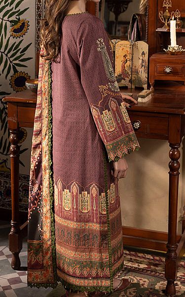 Asim Jofa English Violet Cambric Suit | Pakistani Winter Dresses- Image 2