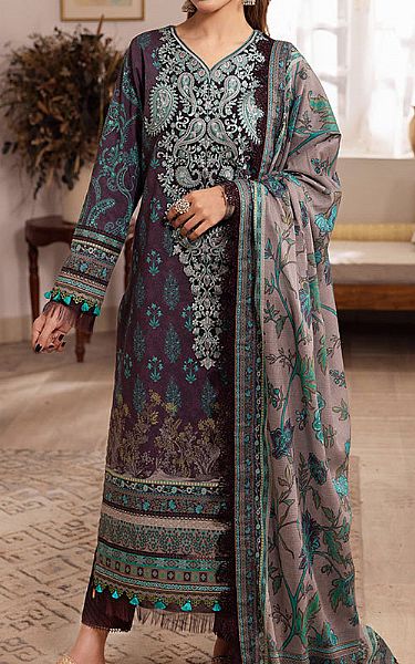 Asim Jofa Plum Cambric Suit | Pakistani Winter Dresses- Image 1