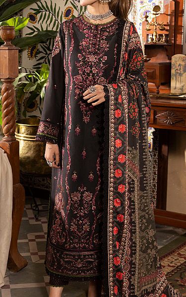 Asim Jofa Black Cambric Suit | Pakistani Winter Dresses- Image 1