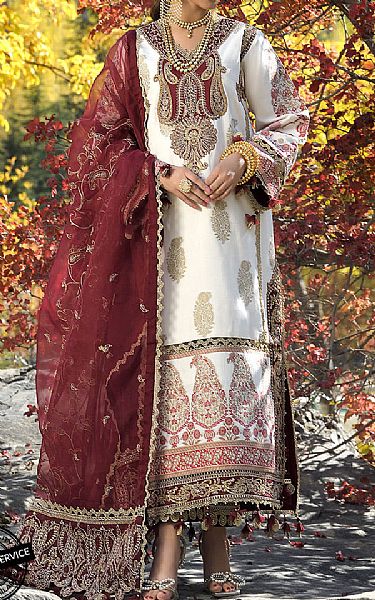Asim Jofa White Jacquard Suit | Pakistani Lawn Suits- Image 1