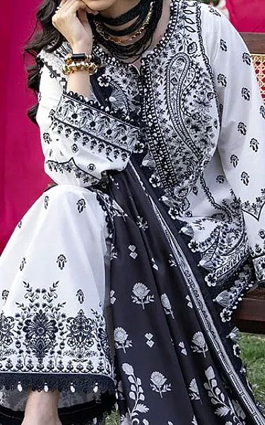 Asim Jofa White/Black Lawn Suit | Pakistani Lawn Dress in USA- Image 2