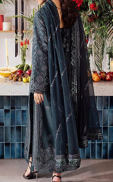 Asim Jofa Teal Grey Lawn Suit | Pakistani Lawn Dress in USA- Image 2