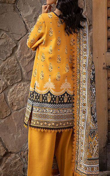 Asim Jofa Golden Yellow Khaddar Suit | Pakistani Winter Dresses in USA- Image 2