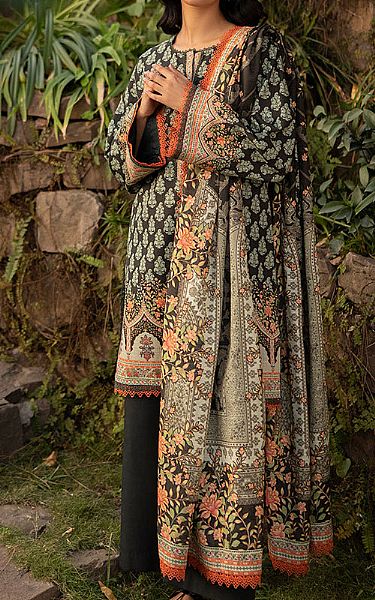 Asim Jofa Charcoal Khaddar Suit | Pakistani Winter Dresses in USA- Image 1