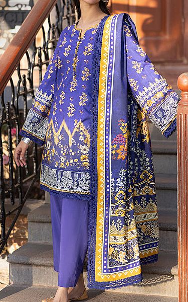 Asim Jofa Dusky Blue Viscose Suit | Pakistani Winter Dresses in USA- Image 1