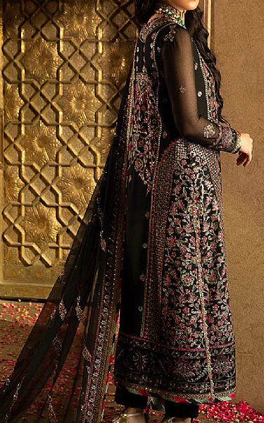 Asim Jofa Black Chiffon Suit | Pakistani Embroidered Chiffon Dresses- Image 2