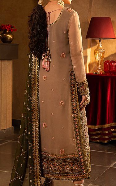 Asim Jofa Beige Gold Chiffon Suit | Pakistani Embroidered Chiffon Dresses- Image 2