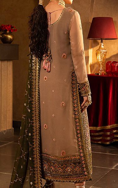 Asim Jofa Beige Gold Chiffon Suit | Pakistani Embroidered Chiffon Dresses USA- Image 2