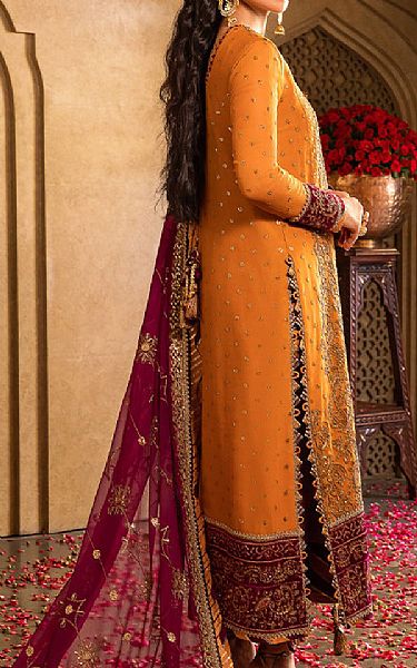Asim Jofa Raw Sienna Chiffon Suit | Pakistani Embroidered Chiffon Dresses- Image 2