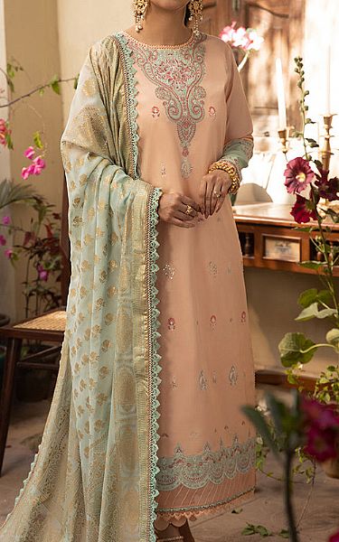 Asim Jofa Peach Cambric  Suit | Pakistani Lawn Suits- Image 1