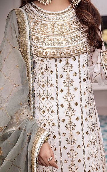 Asim Jofa White Chiffon Suit | Pakistani Embroidered Chiffon Dresses USA- Image 3