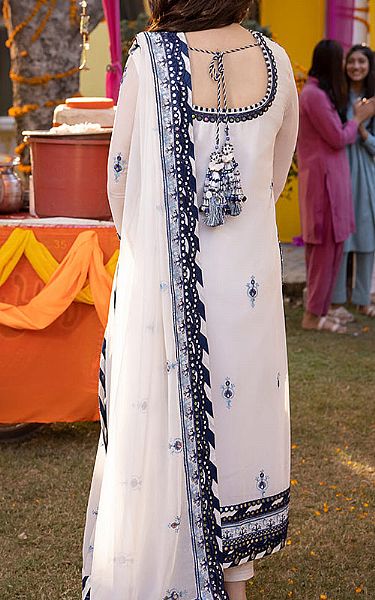 Asim Jofa White Chiffon Suit | Pakistani Embroidered Chiffon Dresses- Image 2