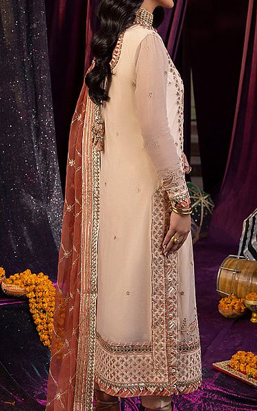 Asim Jofa Almond/Peach Chiffon Suit | Pakistani Embroidered Chiffon Dresses- Image 2