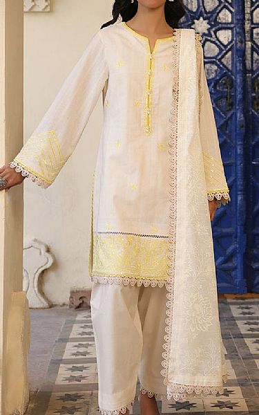 Asim Jofa Off White Jacquard Suit (2 pcs) | Pakistani Lawn Dress in USA- Image 1