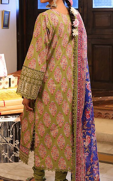 Asim Jofa Olive Green Lawn Suit (2 pcs) | Pakistani Lawn Dress in USA- Image 2