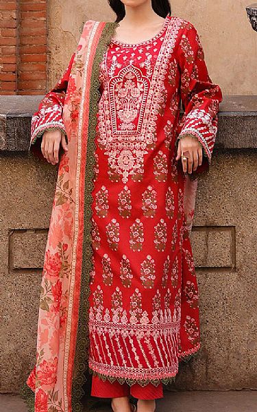 Asim Jofa Red Lawn Suit (2 pcs) | Pakistani Lawn Dress in USA- Image 1