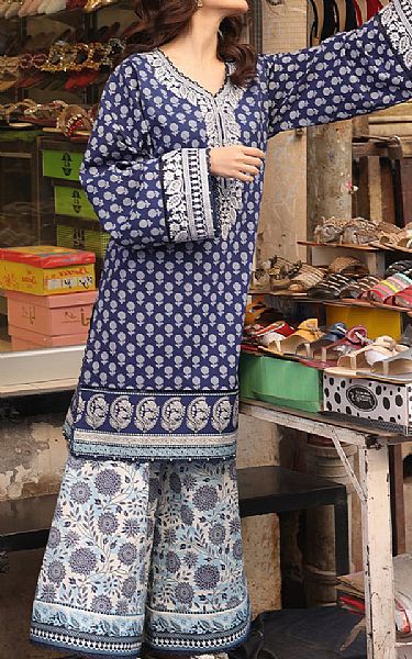 Asim Jofa Blue Lawn Suit (2 pcs) | Pakistani Lawn Dress in USA- Image 1