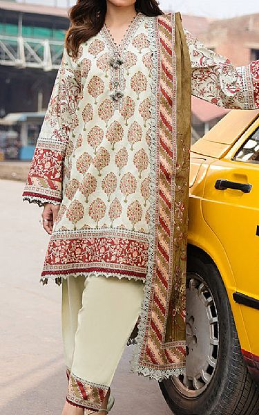 Asim Jofa Off White Lawn Suit | Pakistani Lawn Dress in USA- Image 1