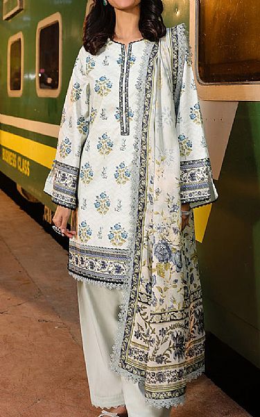 Asim Jofa Off White Lawn Suit | Pakistani Lawn Dress in USA- Image 1