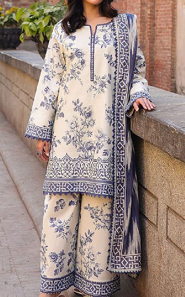 Asim Jofa Off White Lawn Suit | Pakistani Lawn Dress in USA- Image 1