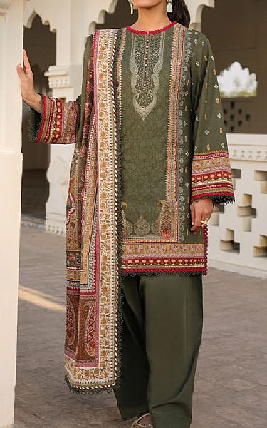 Asim Jofa Green Lawn Suit | Pakistani Lawn Dress in USA- Image 1