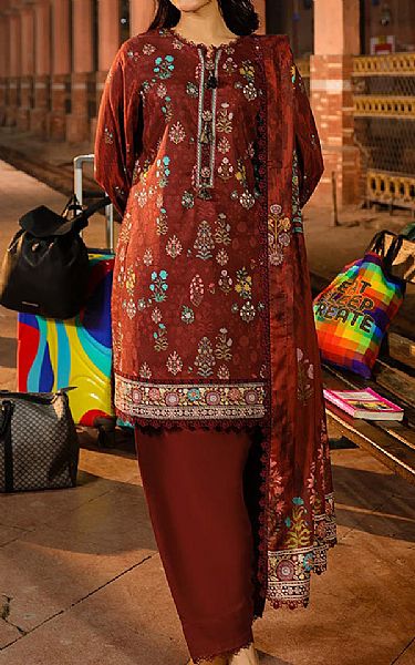 Asim Jofa Auburn Red Lawn Suit | Pakistani Lawn Dress in USA- Image 1