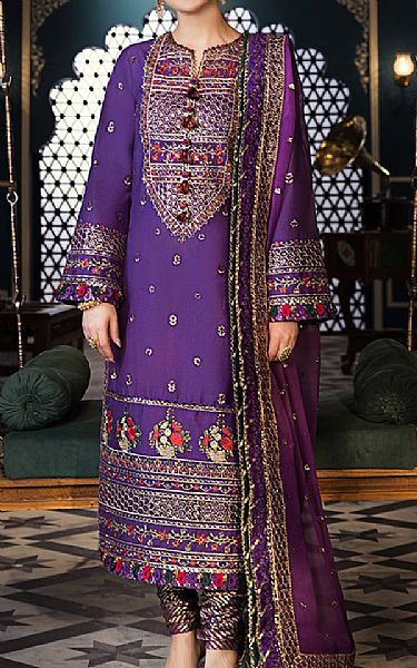 Asim Jofa Purple Lawn Suit | Pakistani Lawn Suits- Image 1