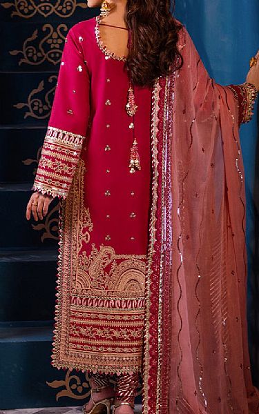 Asim Jofa Rose Red Lawn Suit | Pakistani Lawn Suits- Image 2