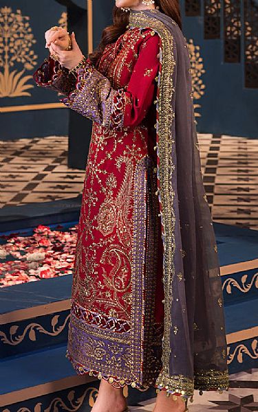 Asim Jofa Red Lawn Suit | Pakistani Lawn Suits- Image 2