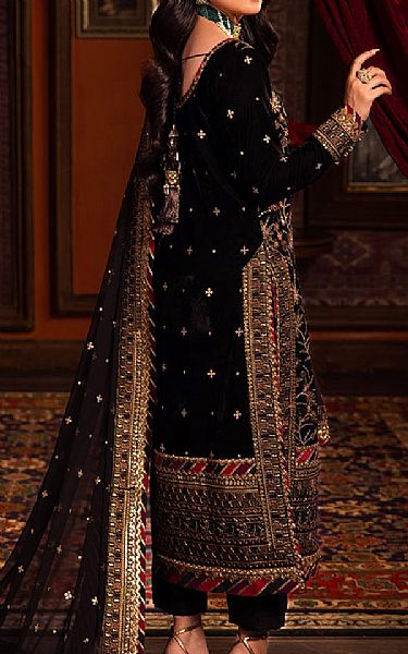 Asim Jofa Black Velvet Suit | Pakistani Winter Dresses- Image 2