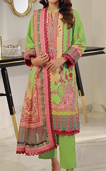 Asim Jofa Flat Green Lawn Suit | Pakistani Lawn Dress in USA- Image 1