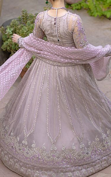 Ayesha Usman Dust Pink Net Suit | Pakistani Embroidered Chiffon Dresses- Image 2