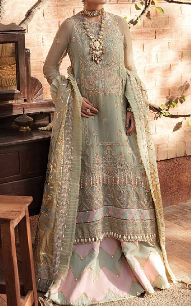 Afrozeh Pistachio Green Chiffon Suit | Pakistani Dresses in USA- Image 1