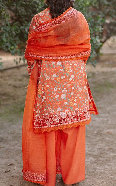 Ayzel Sunrise Orange Lawn Suit | Pakistani Lawn Dress in USA- Image 2