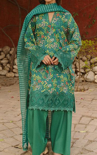 Ayzel Green Lawn Suit | Pakistani Lawn Dress in USA- Image 1
